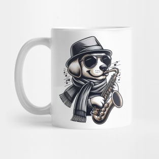 Dog Playing Saxophone Cute Graphic Tees Men Women Boys Mug